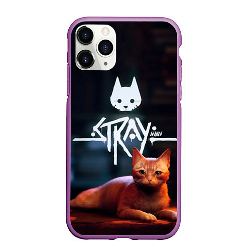 Чехол iPhone 11 Pro матовый Stray: Бродячий кот / 3D-Фиолетовый – фото 1
