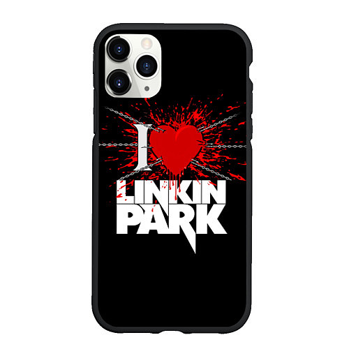 Чехол iPhone 11 Pro матовый Linkin Park Сердце / 3D-Черный – фото 1