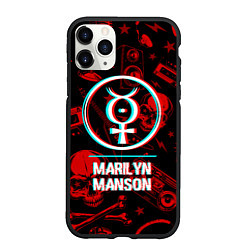 Чехол iPhone 11 Pro матовый Marilyn Manson Rock Glitch