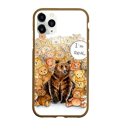 Чехол iPhone 11 Pro матовый Мишка im real / 3D-Коричневый – фото 1