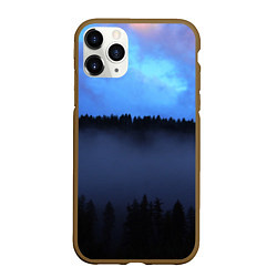 Чехол iPhone 11 Pro матовый Неоновое небо над лесом, цвет: 3D-коричневый
