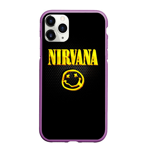 Чехол iPhone 11 Pro матовый NIRVANA соты / 3D-Фиолетовый – фото 1