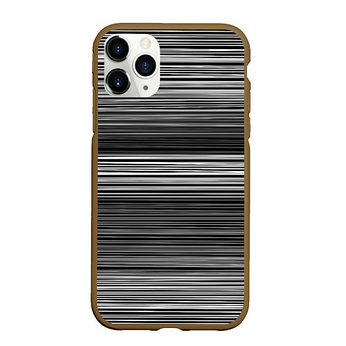 Чехол iPhone 11 Pro матовый Black and white thin stripes Тонкие полосы / 3D-Коричневый – фото 1