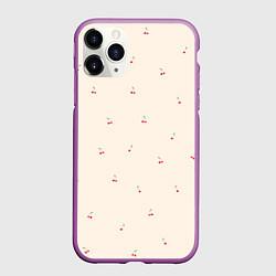 Чехол iPhone 11 Pro матовый Вишня на бежевом фоне