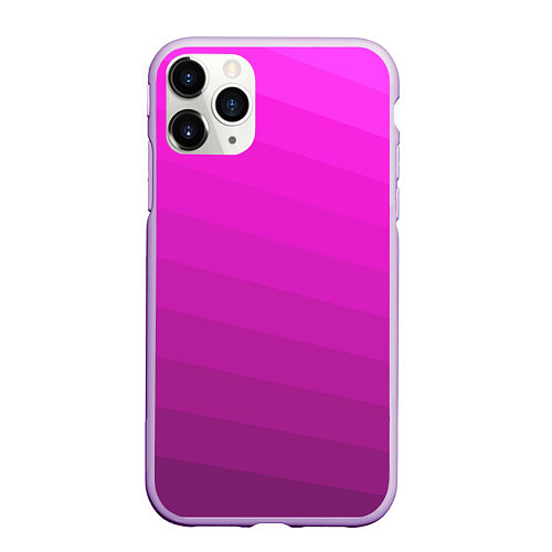 Чехол iPhone 11 Pro матовый Розовый неоновый полосатый узор Pink neon / 3D-Сиреневый – фото 1