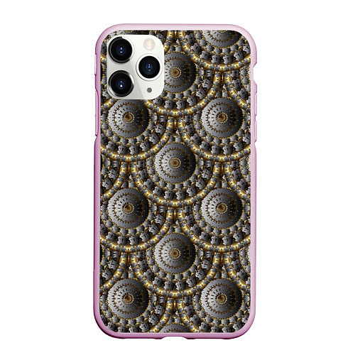 Чехол iPhone 11 Pro матовый Круглые объемные узоры / 3D-Розовый – фото 1