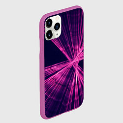 Чехол iPhone 11 Pro матовый Неоновое множество лучей - Розовый, цвет: 3D-фиолетовый — фото 2