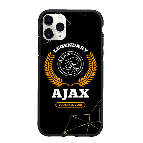 Чехол iPhone 11 Pro матовый Лого Ajax и надпись Legendary Football Club на тем / 3D-Черный – фото 1