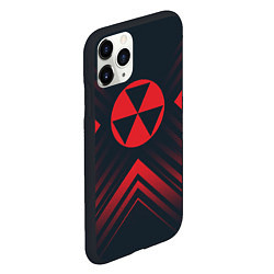 Чехол iPhone 11 Pro матовый Красный Символ Fallout на темном фоне со стрелками, цвет: 3D-черный — фото 2