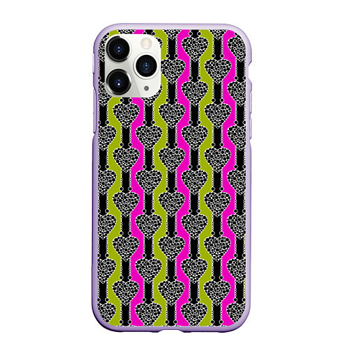 Чехол iPhone 11 Pro матовый Striped multicolored pattern Сердце / 3D-Светло-сиреневый – фото 1