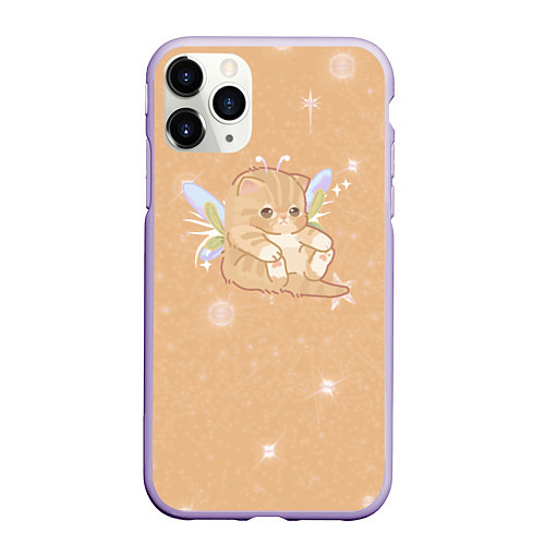 Чехол iPhone 11 Pro матовый Котёнок с крыльями / 3D-Светло-сиреневый – фото 1