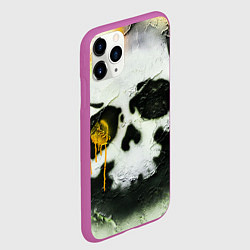 Чехол iPhone 11 Pro матовый Череп на поверхности в красках - Жёлтый, цвет: 3D-фиолетовый — фото 2