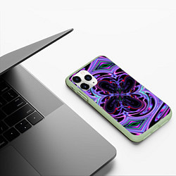 Чехол iPhone 11 Pro матовый Неоновые узоры и фигуры - Фиолетовый, цвет: 3D-салатовый — фото 2