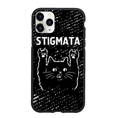 Чехол iPhone 11 Pro матовый Группа Stigmata и Рок Кот / 3D-Черный – фото 1