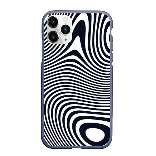Чехол iPhone 11 Pro матовый Гипнотические волны / 3D-Серый – фото 1