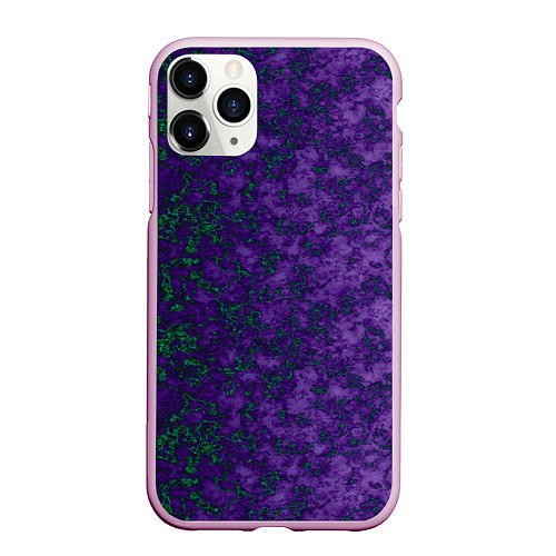 Чехол iPhone 11 Pro матовый Marble texture purple green color / 3D-Розовый – фото 1