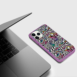 Чехол iPhone 11 Pro матовый Цветная оптическая иллюзия, цвет: 3D-фиолетовый — фото 2