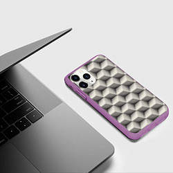 Чехол iPhone 11 Pro матовый 3D Куб Оптическая иллюзия 3D Cube, цвет: 3D-фиолетовый — фото 2