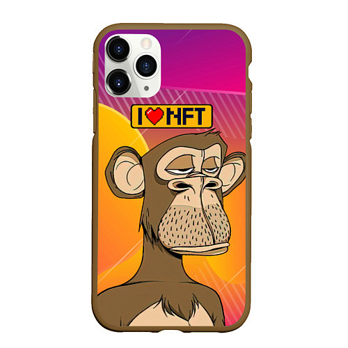 Чехол iPhone 11 Pro матовый Ape coin i love NFT / 3D-Коричневый – фото 1