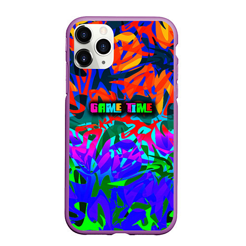Чехол iPhone 11 Pro матовый Game time Абстрактный пятнистый узор / 3D-Фиолетовый – фото 1