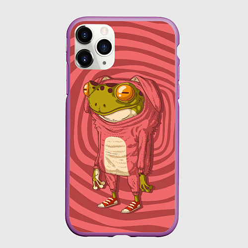 Чехол iPhone 11 Pro матовый Лягушка-зайчик / 3D-Фиолетовый – фото 1