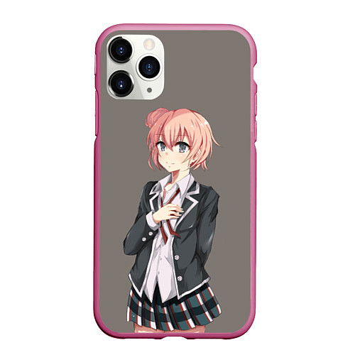 Чехол iPhone 11 Pro матовый Юи Юигахама OreGairu / 3D-Малиновый – фото 1