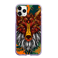 Чехол iPhone 11 Pro матовый Рыжая Лиса африканский узор Разноцветная лисичка