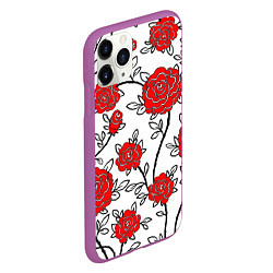 Чехол iPhone 11 Pro матовый BEAUTIFUL RED ROSES, цвет: 3D-фиолетовый — фото 2