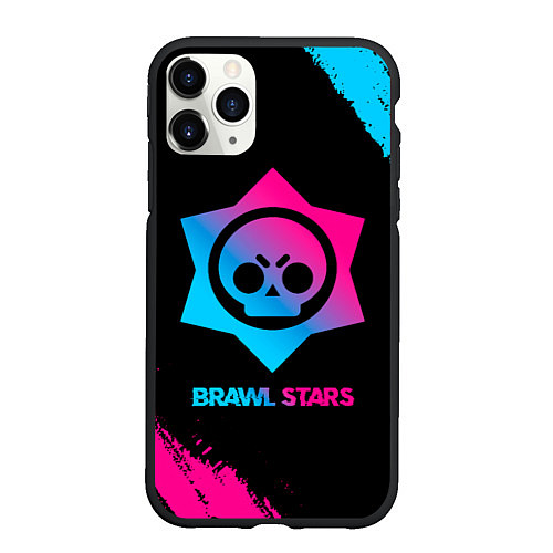 Чехол iPhone 11 Pro матовый Brawl Stars Neon Gradient / 3D-Черный – фото 1