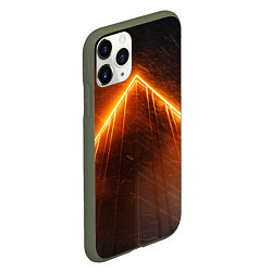 Чехол iPhone 11 Pro матовый Неоновая крыша здания - Оранжевый, цвет: 3D-темно-зеленый — фото 2