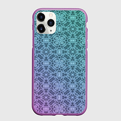 Чехол iPhone 11 Pro матовый Кружевной узор на розово-бирюзовом градиенте, цвет: 3D-фиолетовый