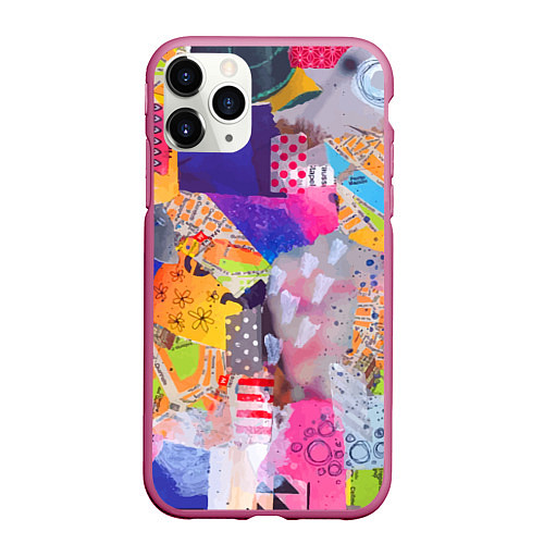 Чехол iPhone 11 Pro матовый Patchwork quilt Fashion trend / 3D-Малиновый – фото 1