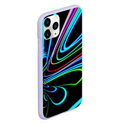 Чехол iPhone 11 Pro матовый Неоновый многоцветный узор - Светло-синий, цвет: 3D-светло-сиреневый — фото 2