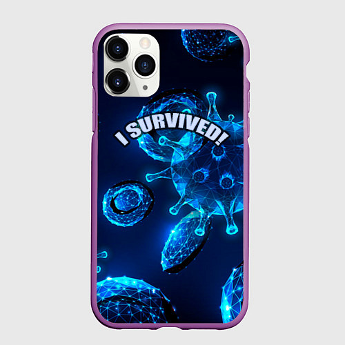 Чехол iPhone 11 Pro матовый Я выжил! / 3D-Фиолетовый – фото 1