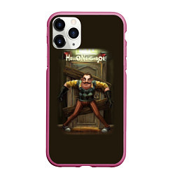 Чехол iPhone 11 Pro матовый Привет сосед игра, цвет: 3D-малиновый