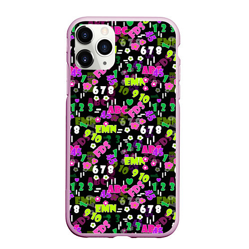Чехол iPhone 11 Pro матовый Alphabet and numbers / 3D-Розовый – фото 1