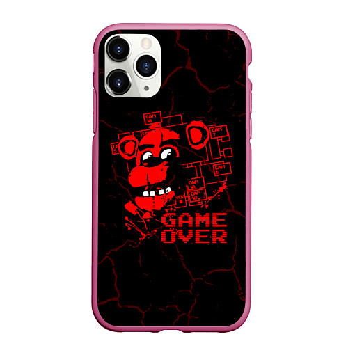 Чехол iPhone 11 Pro матовый Пять ночей с фредди - game over / 3D-Малиновый – фото 1