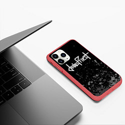 Чехол iPhone 11 Pro матовый Judas Priest брызги, цвет: 3D-красный — фото 2