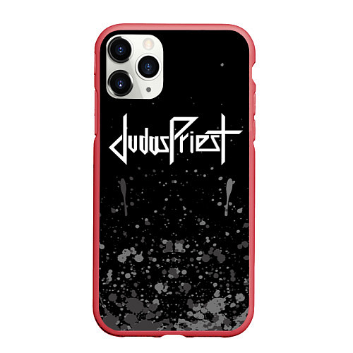 Чехол iPhone 11 Pro матовый Judas Priest брызги / 3D-Красный – фото 1