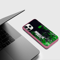Чехол iPhone 11 Pro матовый Pubg - зелёное пламя, цвет: 3D-малиновый — фото 2