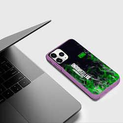 Чехол iPhone 11 Pro матовый Pubg - зелёное пламя, цвет: 3D-фиолетовый — фото 2