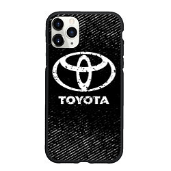 Чехол iPhone 11 Pro матовый Toyota с потертостями на темном фоне