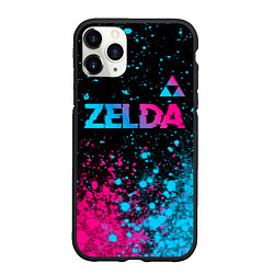 Чехол iPhone 11 Pro матовый Zelda Neon Triforce, цвет: 3D-черный