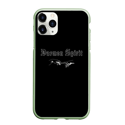 Чехол iPhone 11 Pro матовый Daemon Spirit Black - Feel / 3D-Салатовый – фото 1