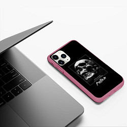 Чехол iPhone 11 Pro матовый Skull with inscriptions, цвет: 3D-малиновый — фото 2