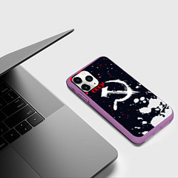 Чехол iPhone 11 Pro матовый СОВЕТСКИЙ СОЮЗ - СЕРП И МОЛОТ - КРАСКА, цвет: 3D-фиолетовый — фото 2