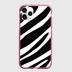 Чехол iPhone 11 Pro матовый Анималистичный рисунок зебра, цвет: 3D-малиновый