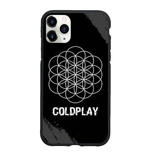 Чехол iPhone 11 Pro матовый Coldplay Glitch на темном фоне / 3D-Черный – фото 1