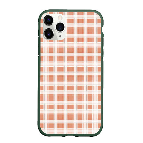 Чехол iPhone 11 Pro матовый Light beige plaid fashionable checkered pattern / 3D-Темно-зеленый – фото 1