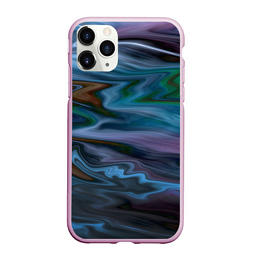 Чехол iPhone 11 Pro матовый Сине-зеленый абстрактный размытый узор / 3D-Розовый – фото 1